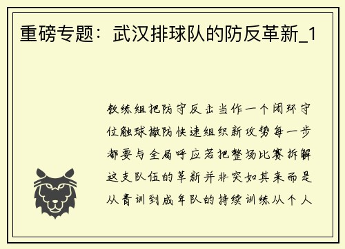 重磅专题：武汉排球队的防反革新_1